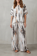 Abstract Print Detail Wide-Leg Lounge Set