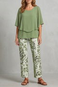 Botanical Print Elegance Two-piece Trouser Set