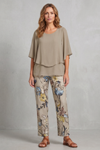 Botanical Print Elegance Two-piece Trouser Set