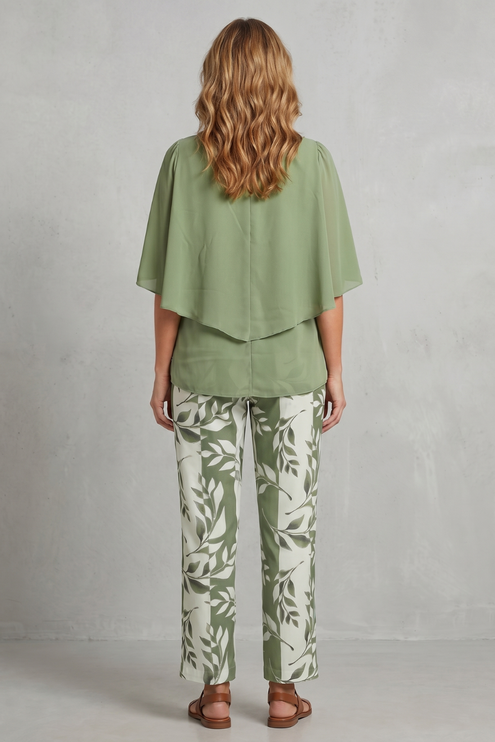 Botanical Print Elegance Two-piece Trouser Set