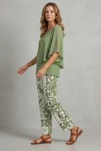 Botanical Print Elegance Two-piece Trouser Set