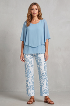 Botanical Print Elegance Two-piece Trouser Set