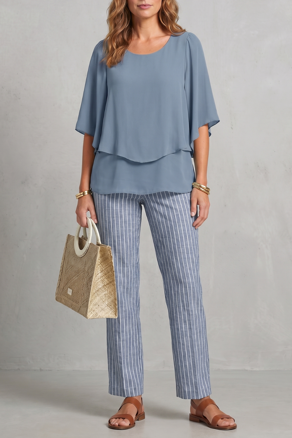 Botanical Print Elegance Two-piece Trouser Set