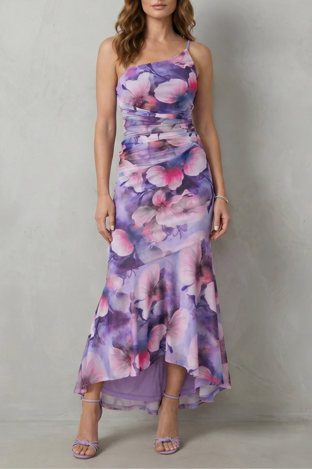 Floral Elegance Women’s One-Shoulder Maxi Dress