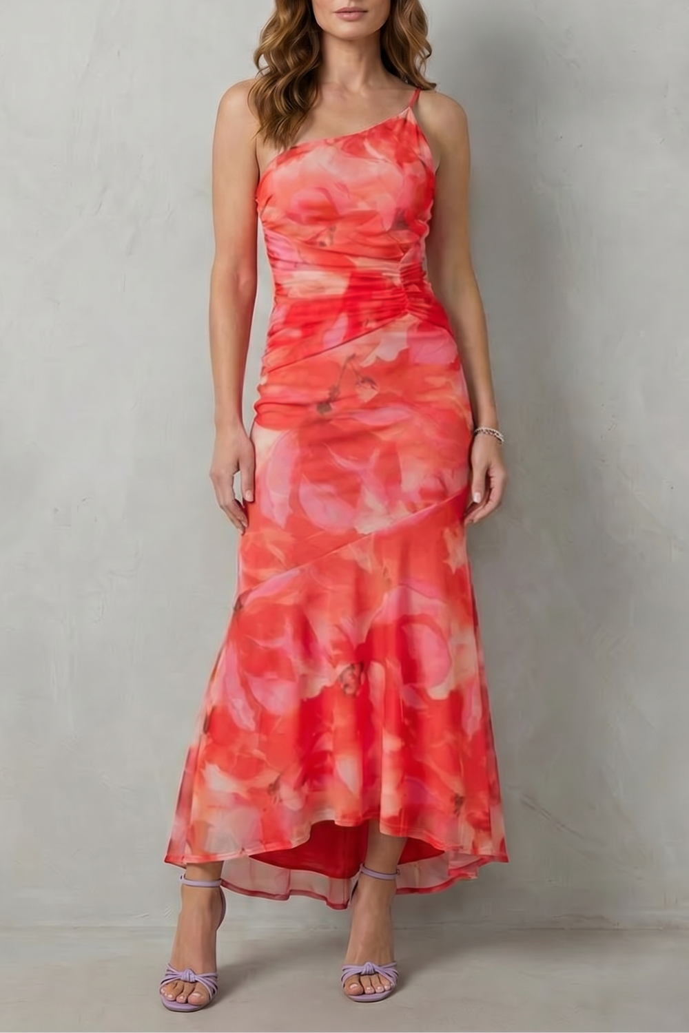 Floral Elegance Women’s One-Shoulder Maxi Dress