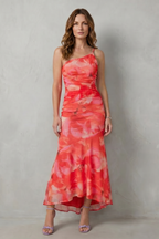 Floral Elegance Women’s One-Shoulder Maxi Dress