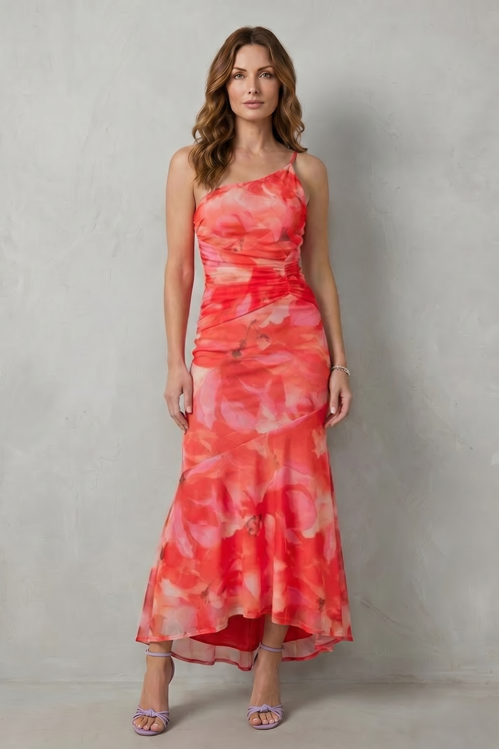 Floral Elegance Women’s One-Shoulder Maxi Dress