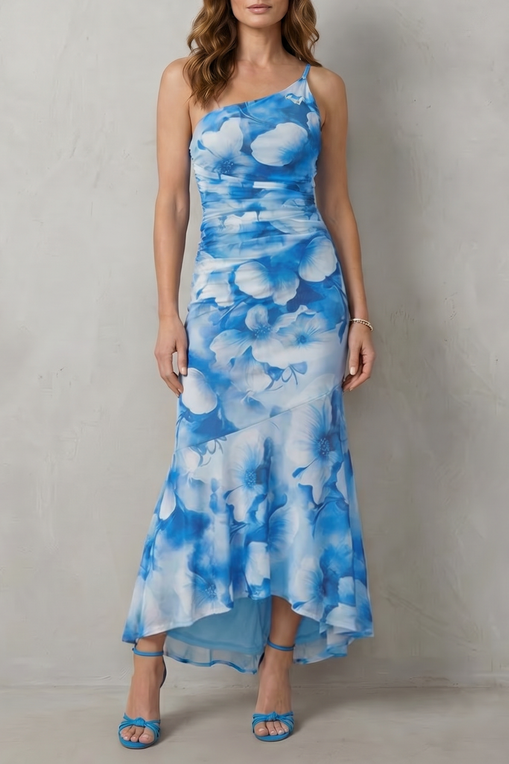 Floral Elegance Women’s One-Shoulder Maxi Dress