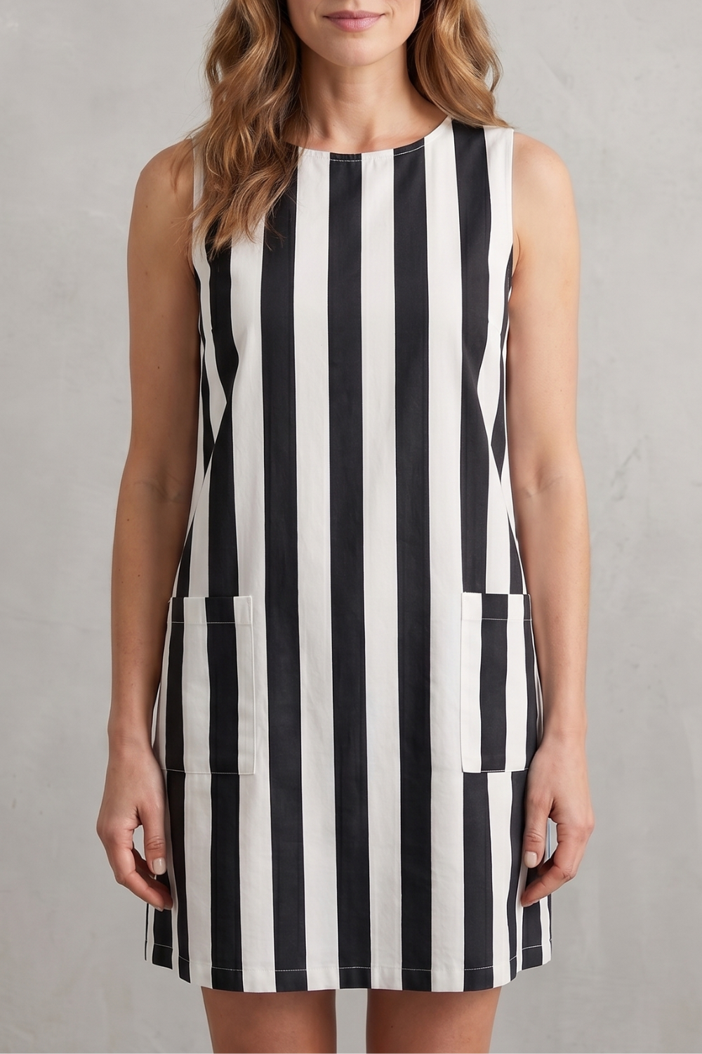 Monochrome Striped Charm Mini Dress