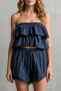 Ruffled Seaside Charm Shorts Set