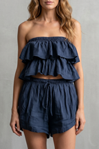 Ruffled Seaside Charm Shorts Set