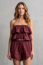 Ruffled Seaside Charm Shorts Set