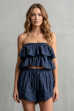 Ruffled Seaside Charm Shorts Set