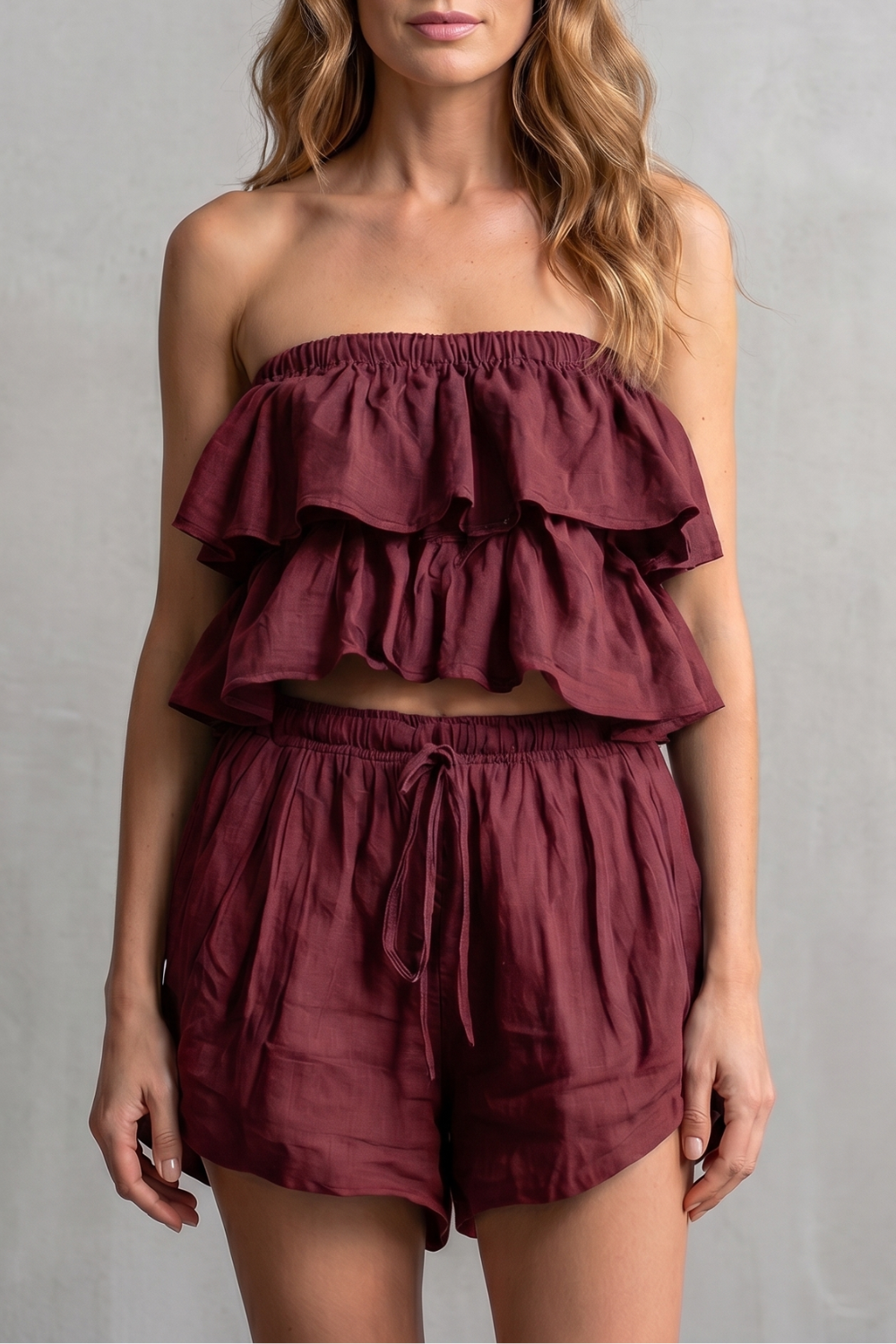 Ruffled Seaside Charm Shorts Set