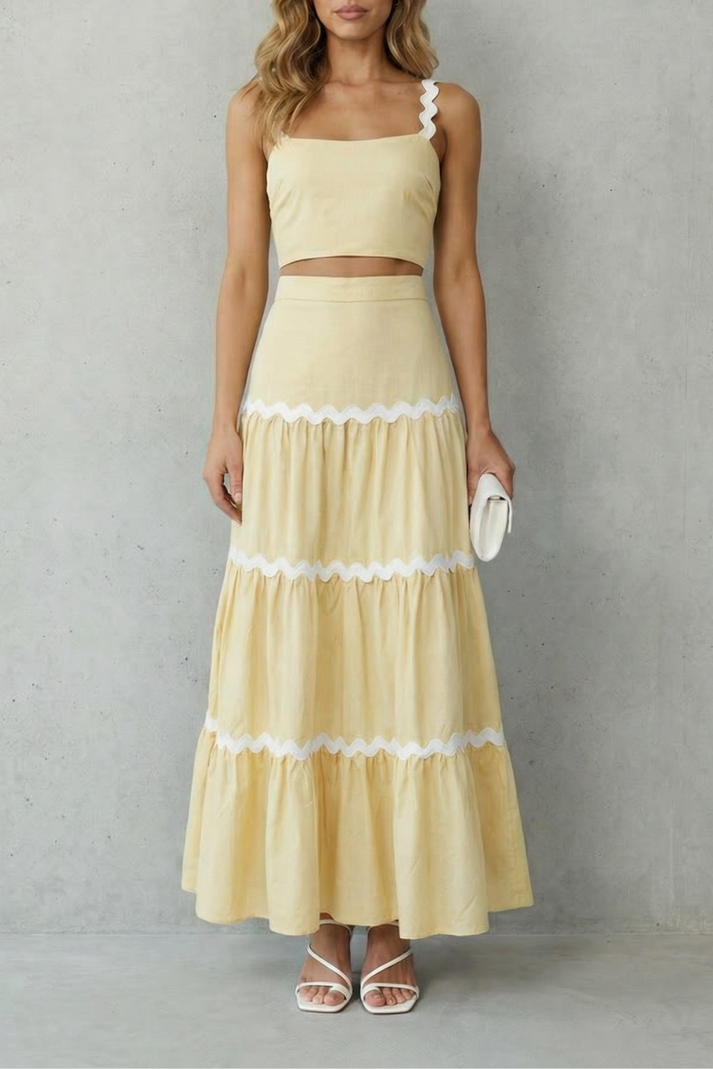 Wave Trim Summer Set Skirt Set