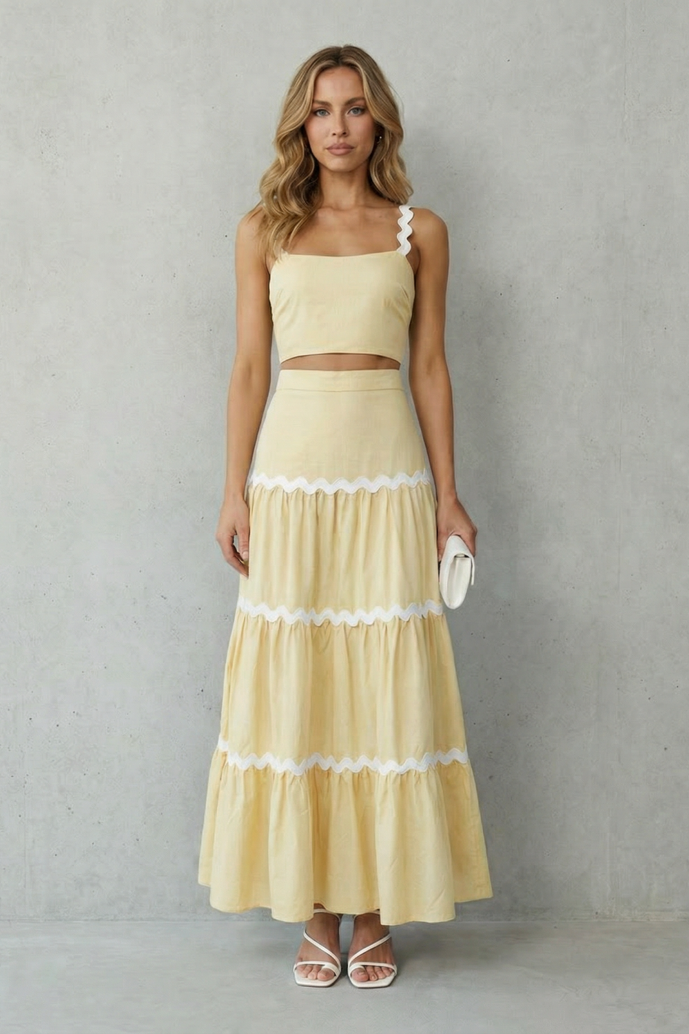 Wave Trim Summer Set Skirt Set