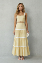Wave Trim Summer Set Skirt Set