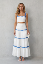Wave Trim Summer Set Skirt Set