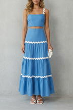 Wave Trim Summer Set Skirt Set