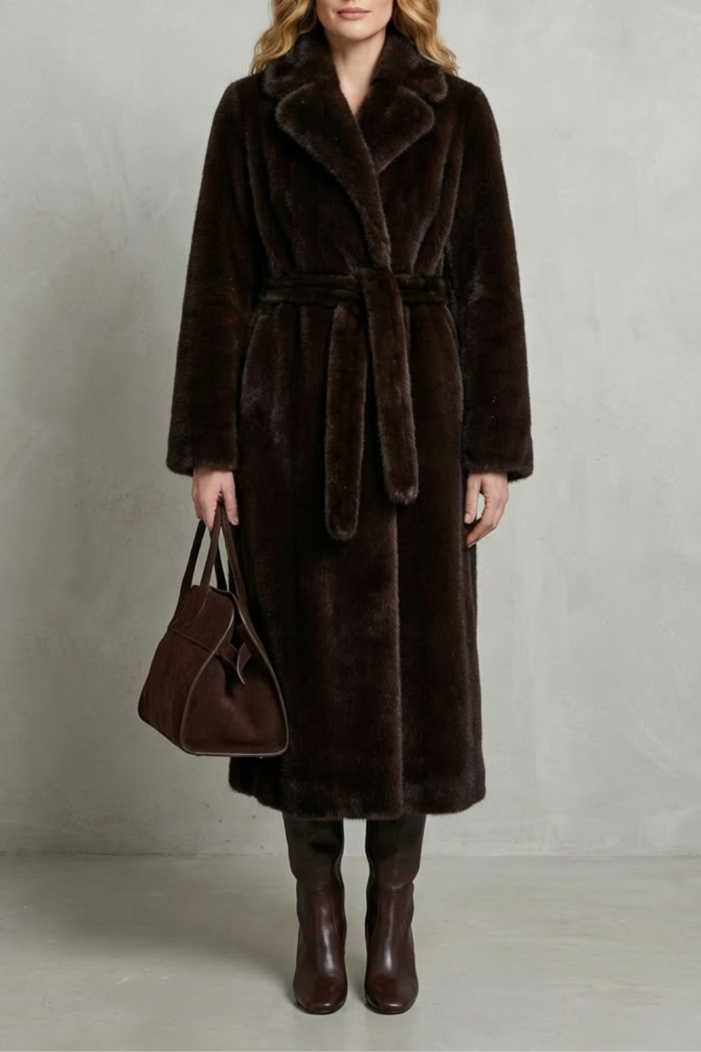 Oversized Silhouette Faux Fur Long Coat