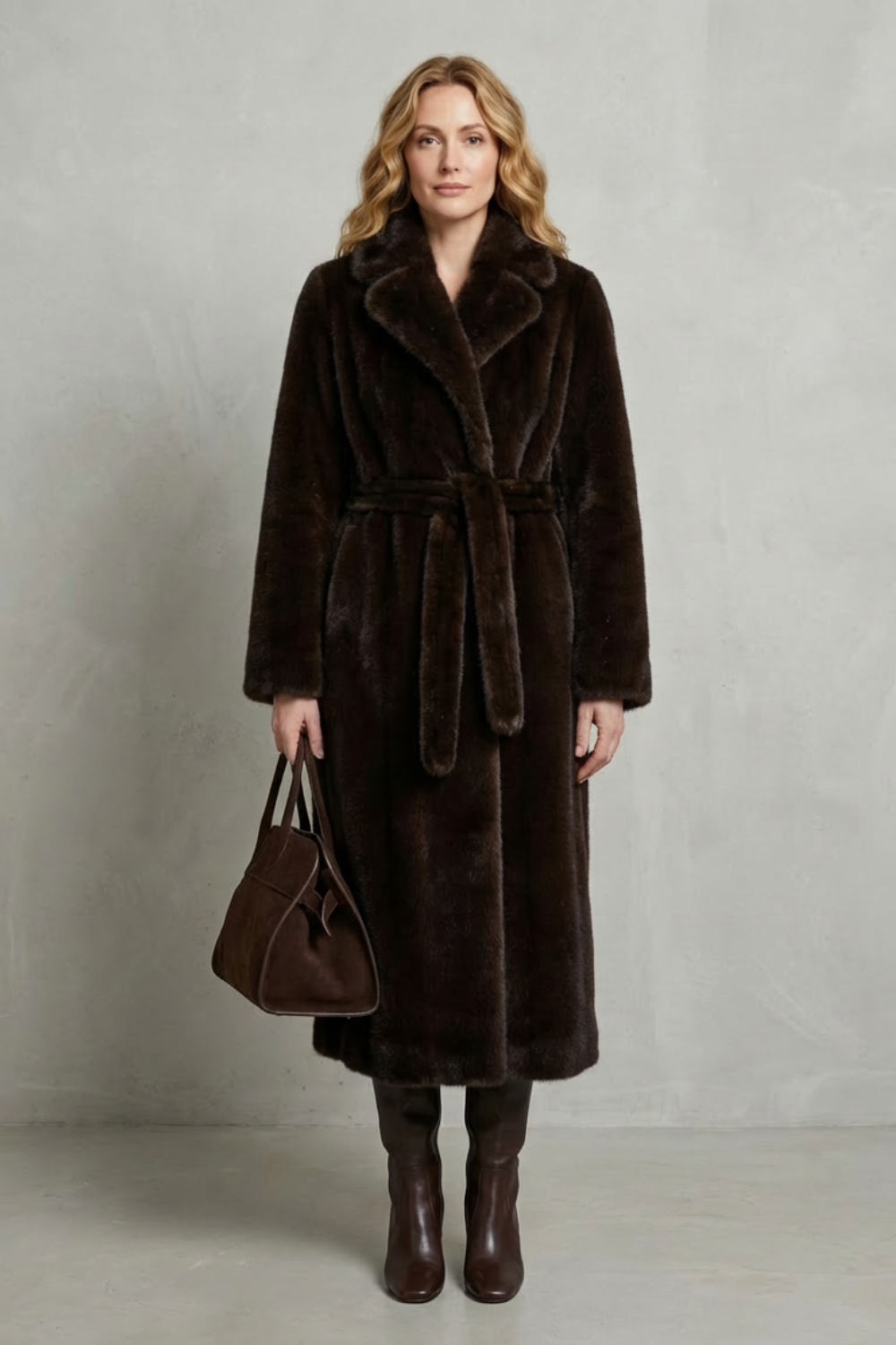 Oversized Silhouette Faux Fur Long Coat