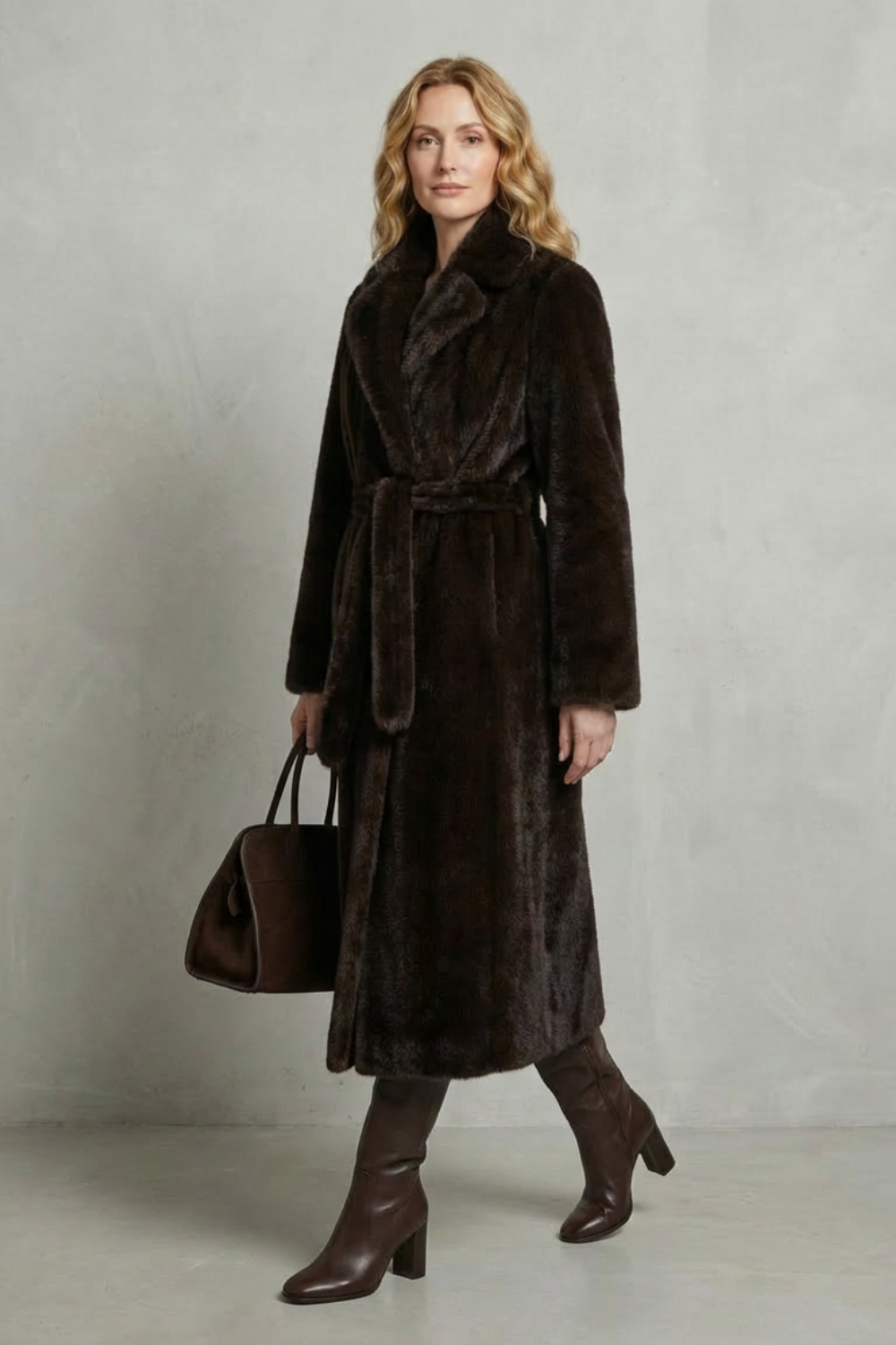 Oversized Silhouette Faux Fur Long Coat