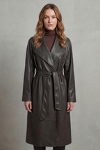 Marzienne – Waist-cinching silhouette – Faux leather trench coat