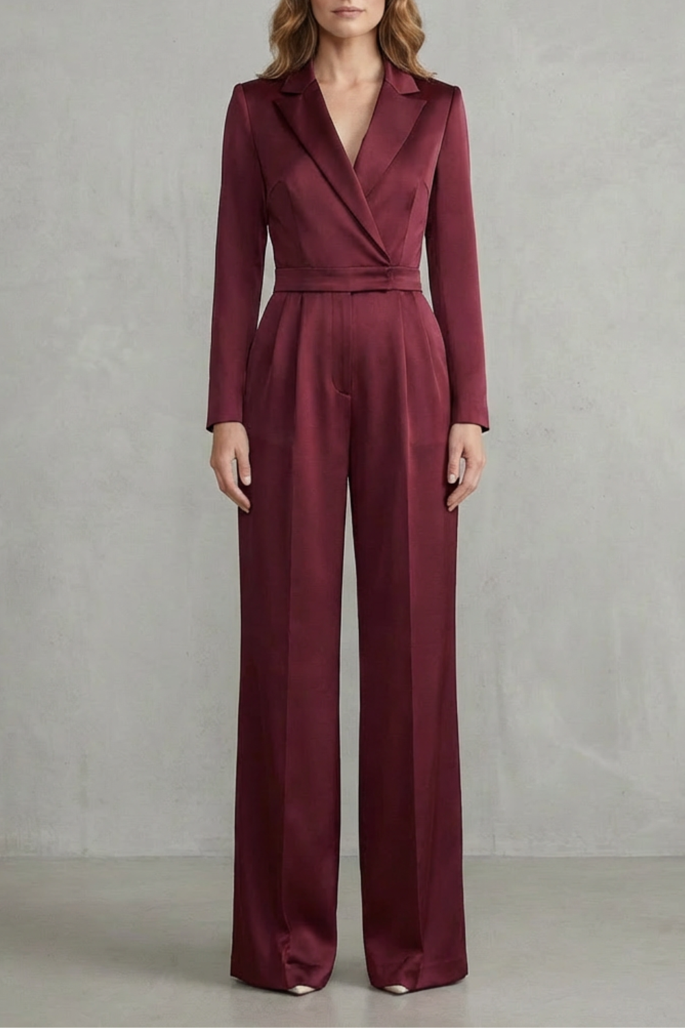 Slant-breasted Mid-waist Pantsuit | Elegant Commuter Jumpsuit