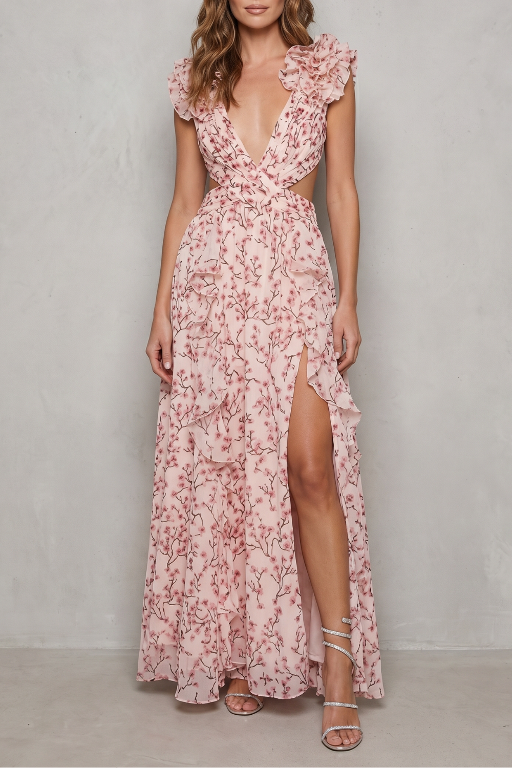 Ruffled Chiffon Romance Maxi Dress