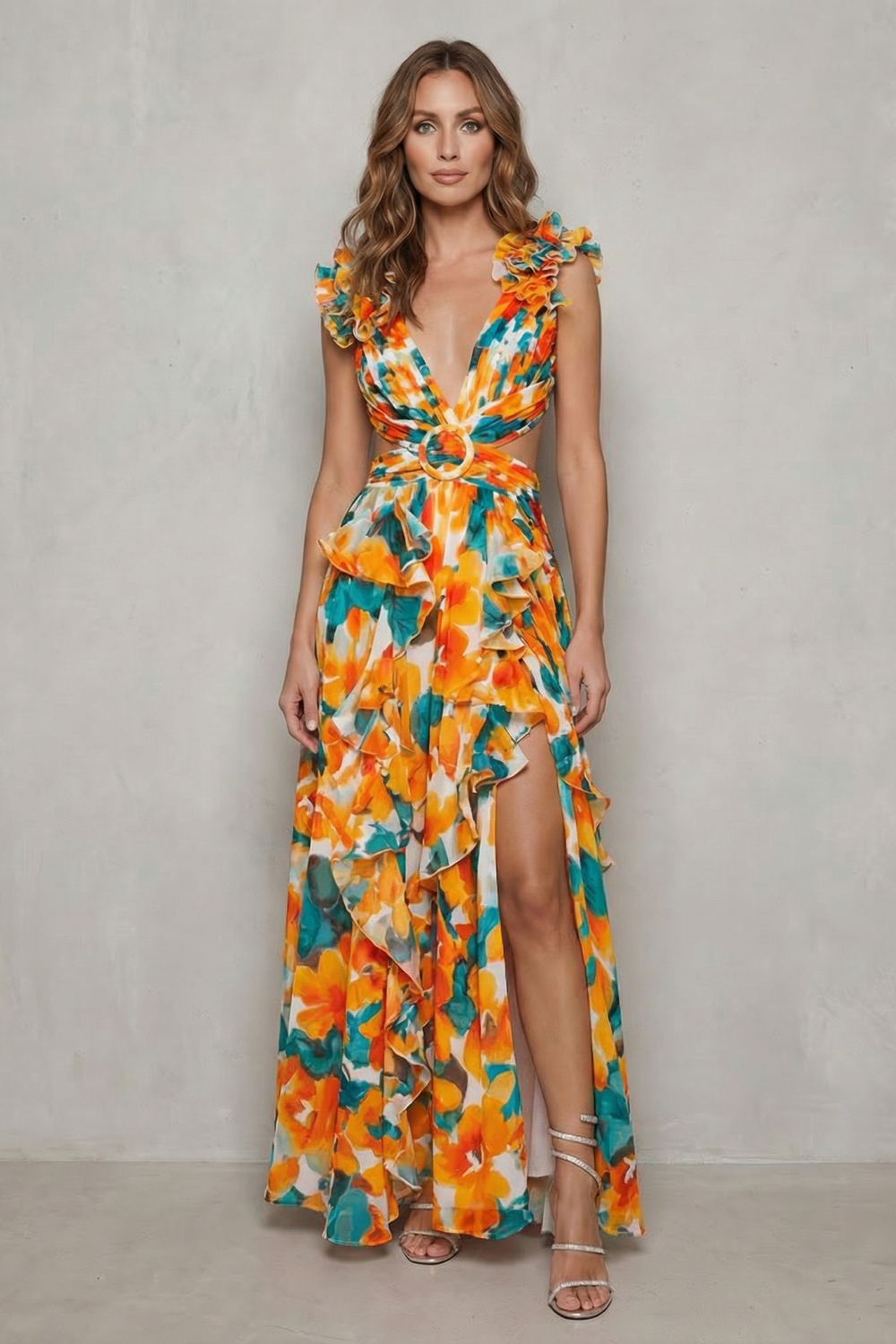 Ruffled Chiffon Romance Maxi Dress
