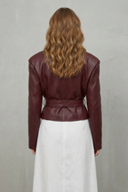 Mirella – Faux Leather Belted Blazer – Sculpted Modern Jacket