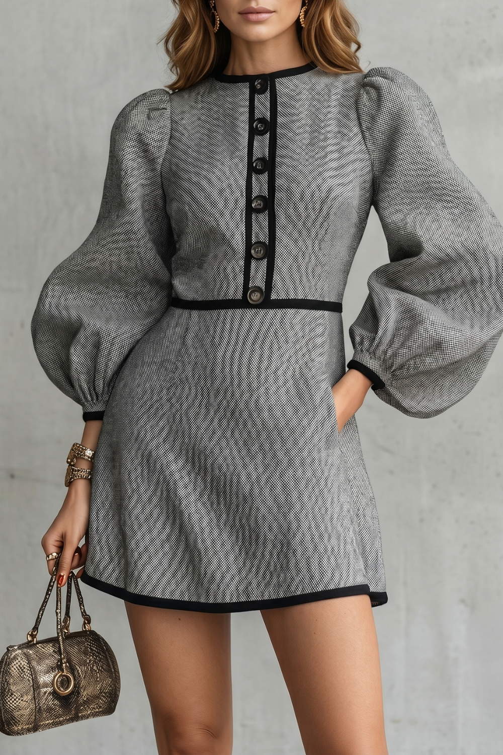 Parisian Contrast Elegance Mini Dress