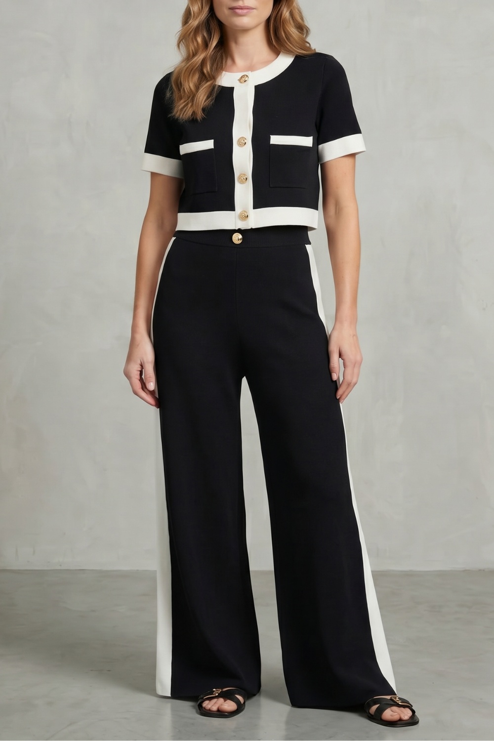 Contrast Trim Elegance Two Piece Set