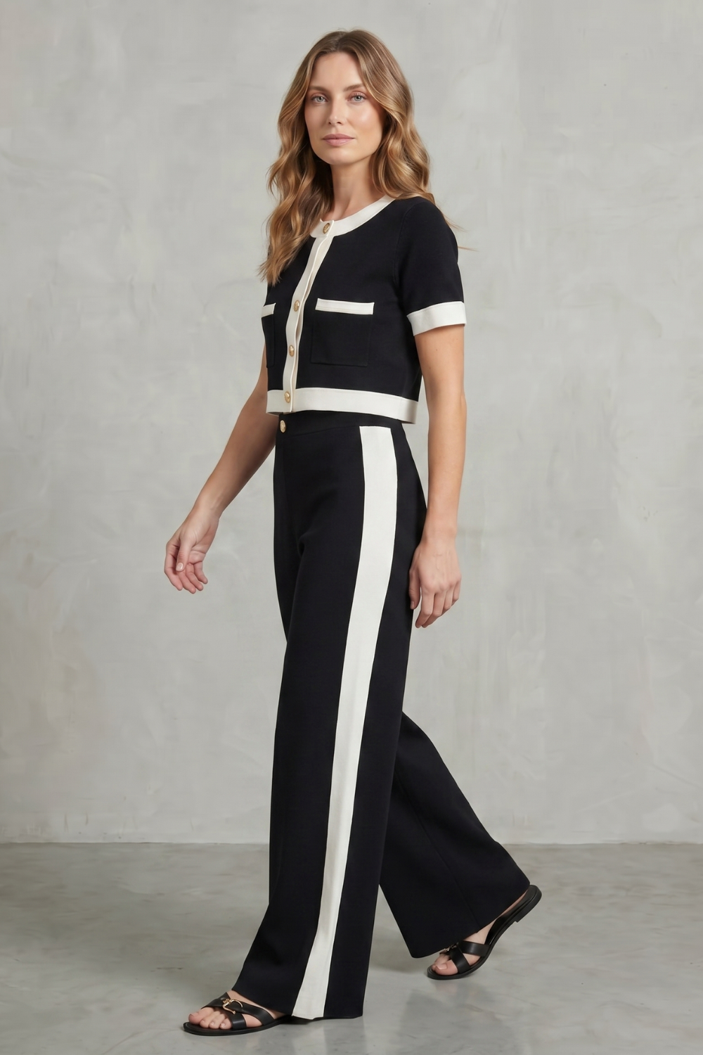 Contrast Trim Elegance Two Piece Set