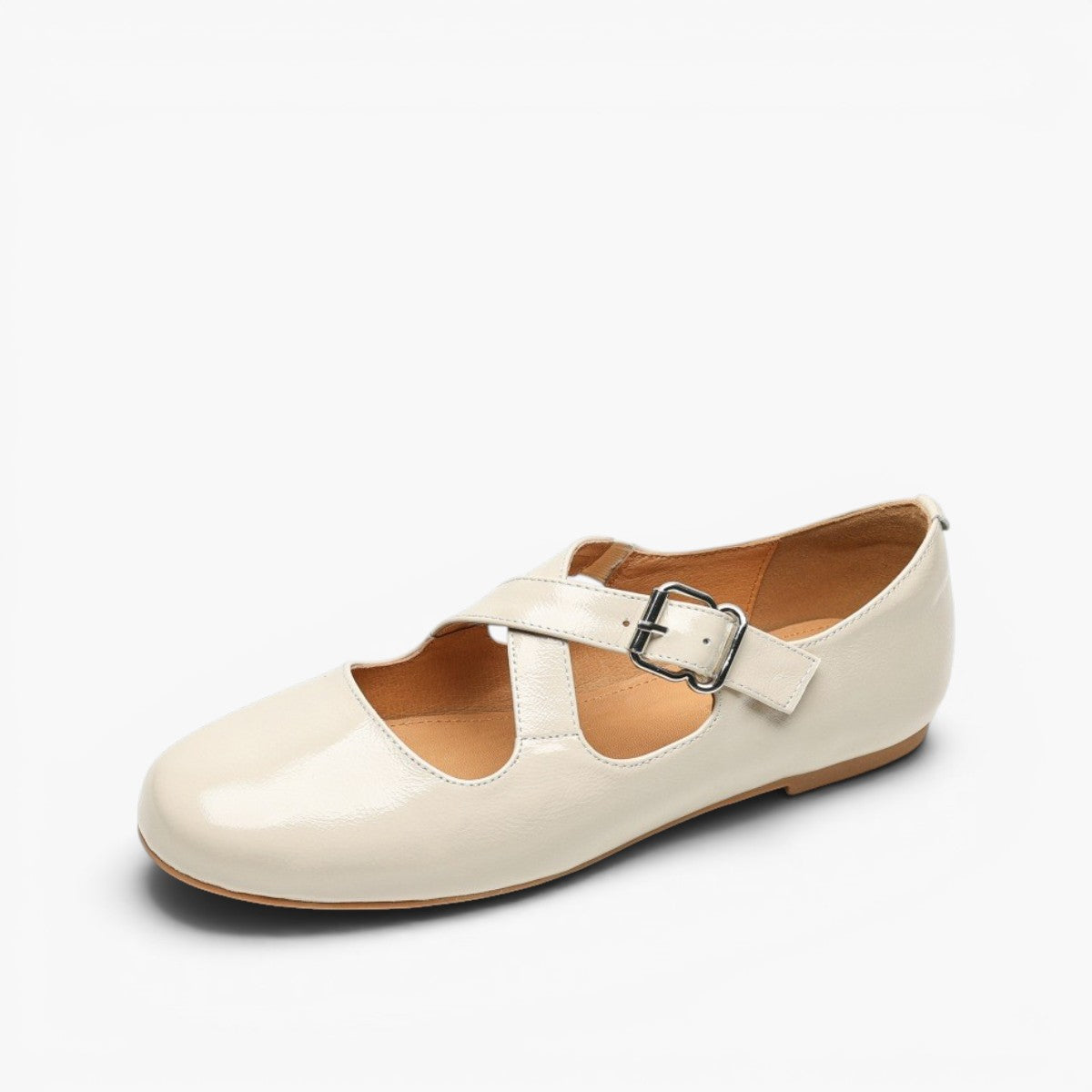 Morven Cross-Strap Leather Flats