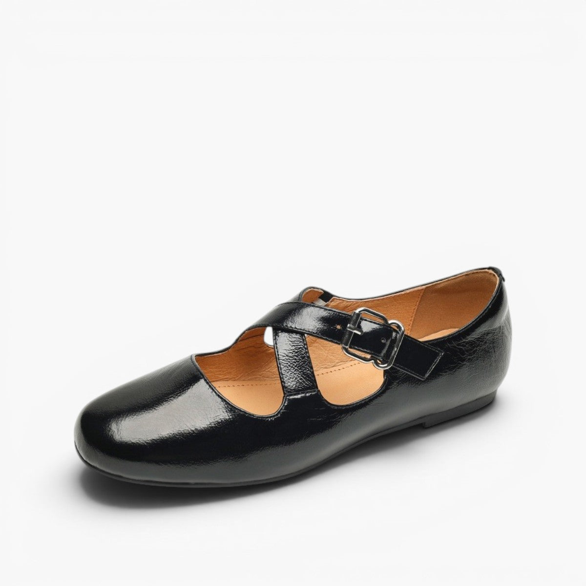 Morven Cross-Strap Leather Flats