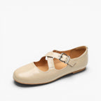 Morven Cross-Strap Leather Flats