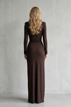 Sculpted Knot Detail High Slit Maxi Dress