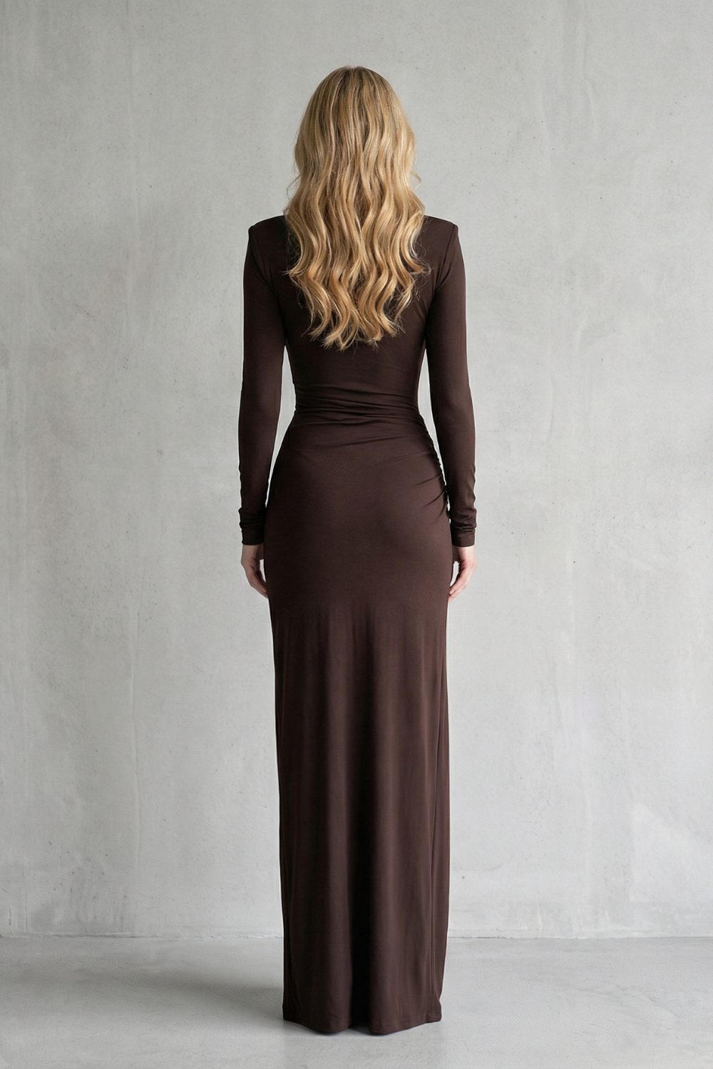 Sculpted Knot Detail High Slit Maxi Dress