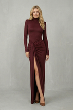 Sculpted Knot Detail High Slit Maxi Dress