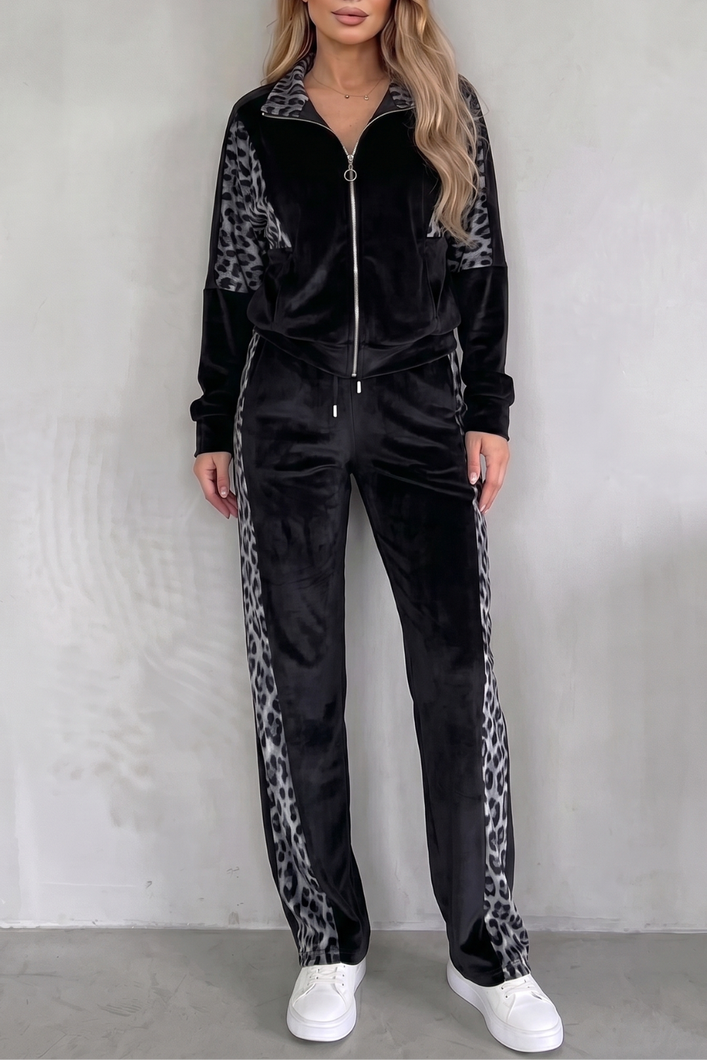 Leopard Contrast Athleisure Three-piece Set