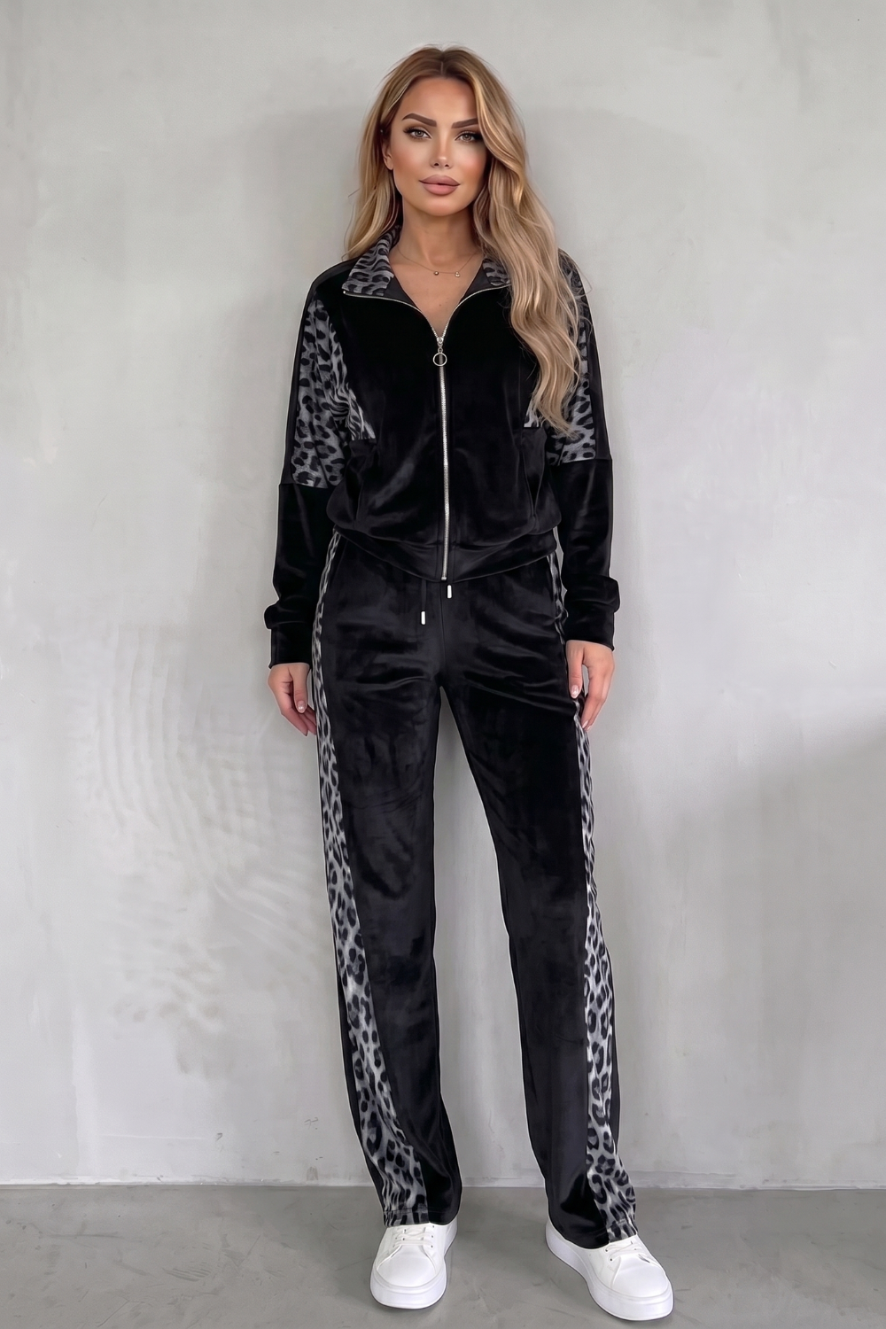 Leopard Contrast Athleisure Three-piece Set