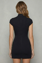 Sculpted Zip Silhouette Bodycon Mini Dress