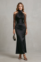 Sheer Mesh Elegance Mermaid Maxi Dress