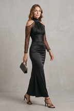 Sheer Mesh Elegance Mermaid Maxi Dress
