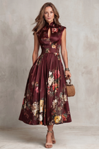 Vintage Floral Elegance Midi Dress