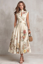 Vintage Floral Elegance Midi Dress