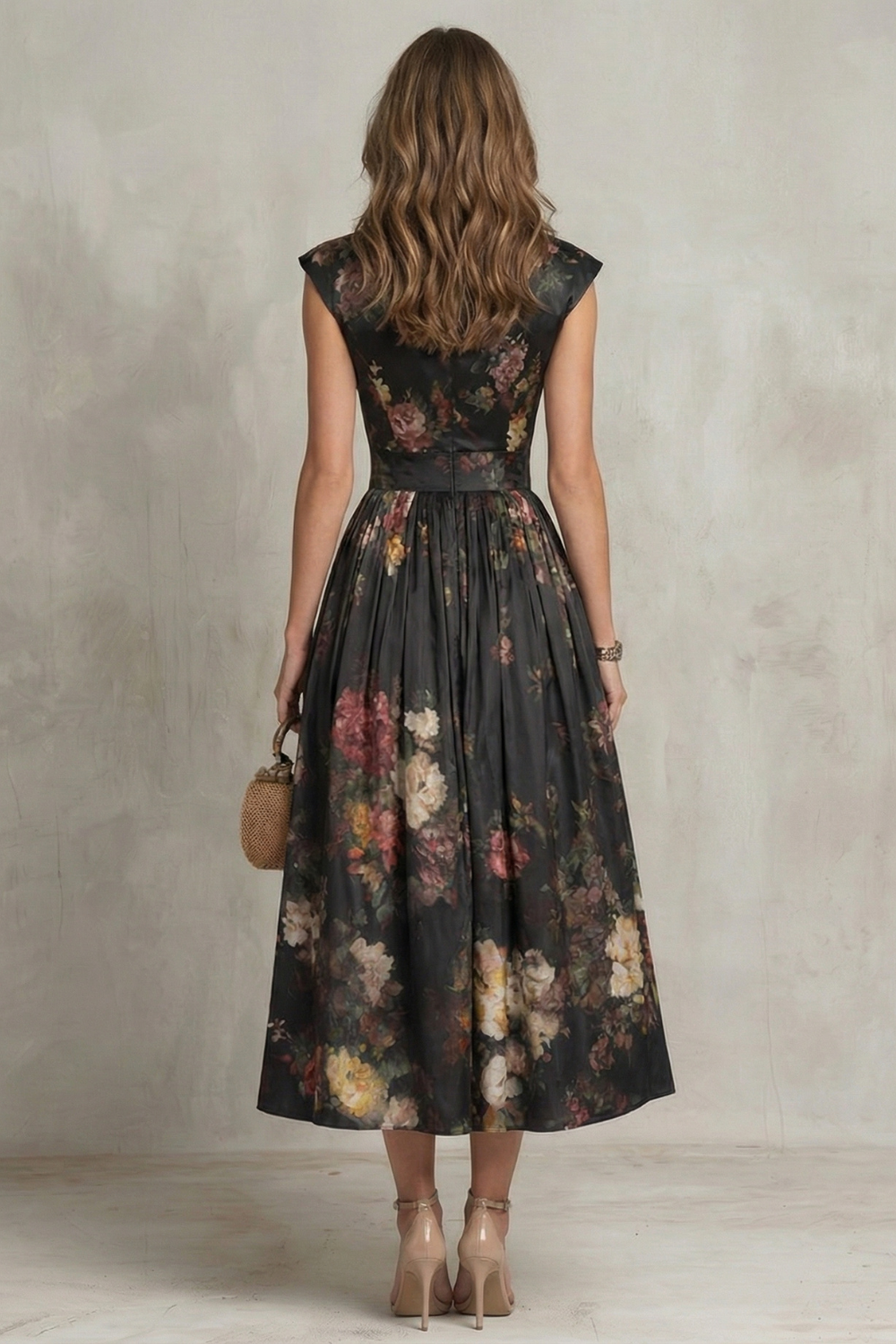 Vintage Floral Elegance Midi Dress