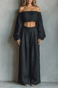 Off Shoulder Flowy Silhouette Two Piece Set