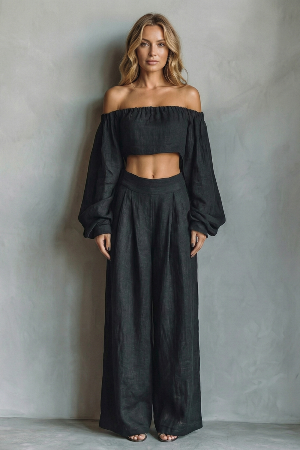 Off Shoulder Flowy Silhouette Two Piece Set